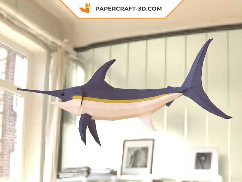 Papercraft de pez espada en origami