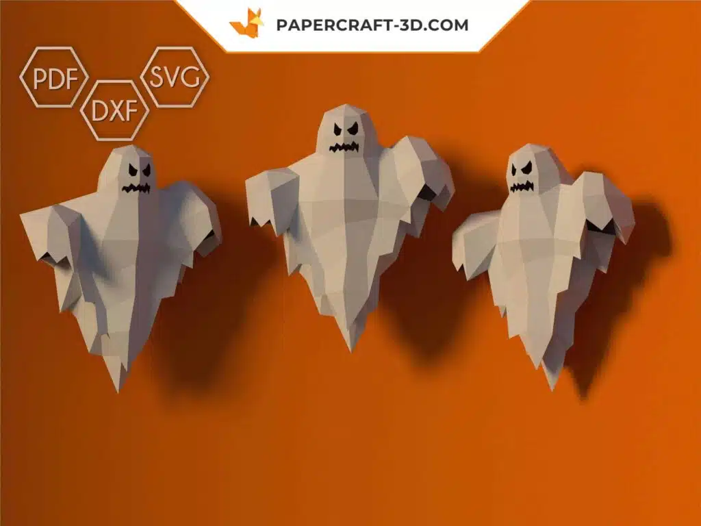Papercraft de fantasmas murais em origami 3D