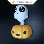 Papercraft Fantôme en Citrouille pour Halloween, Modèle DIY 3D en Papier Origami, weergave 2