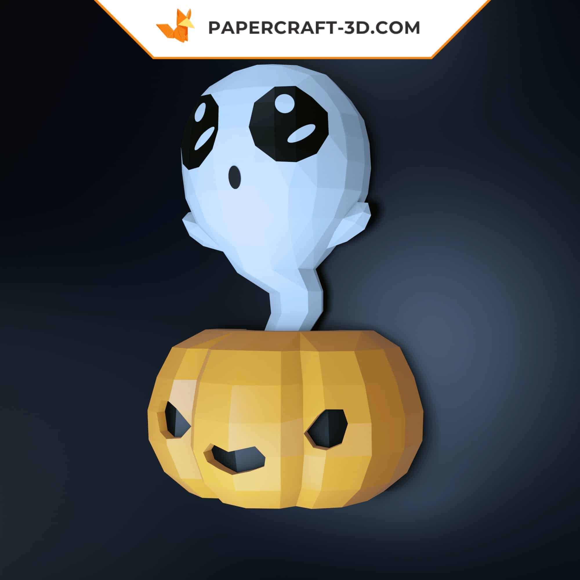 Papercraft of pumpkin ghost in 3D origami