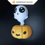 Papercraft Fantôme en Citrouille pour Halloween, Modèle DIY 3D en Papier Origami, weergave 5