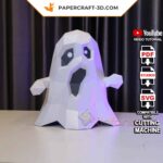Papercraft fantasma de Halloween em origami 3D