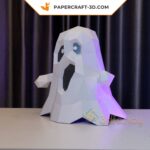 Papercraft fantasma de Halloween em origami 3D