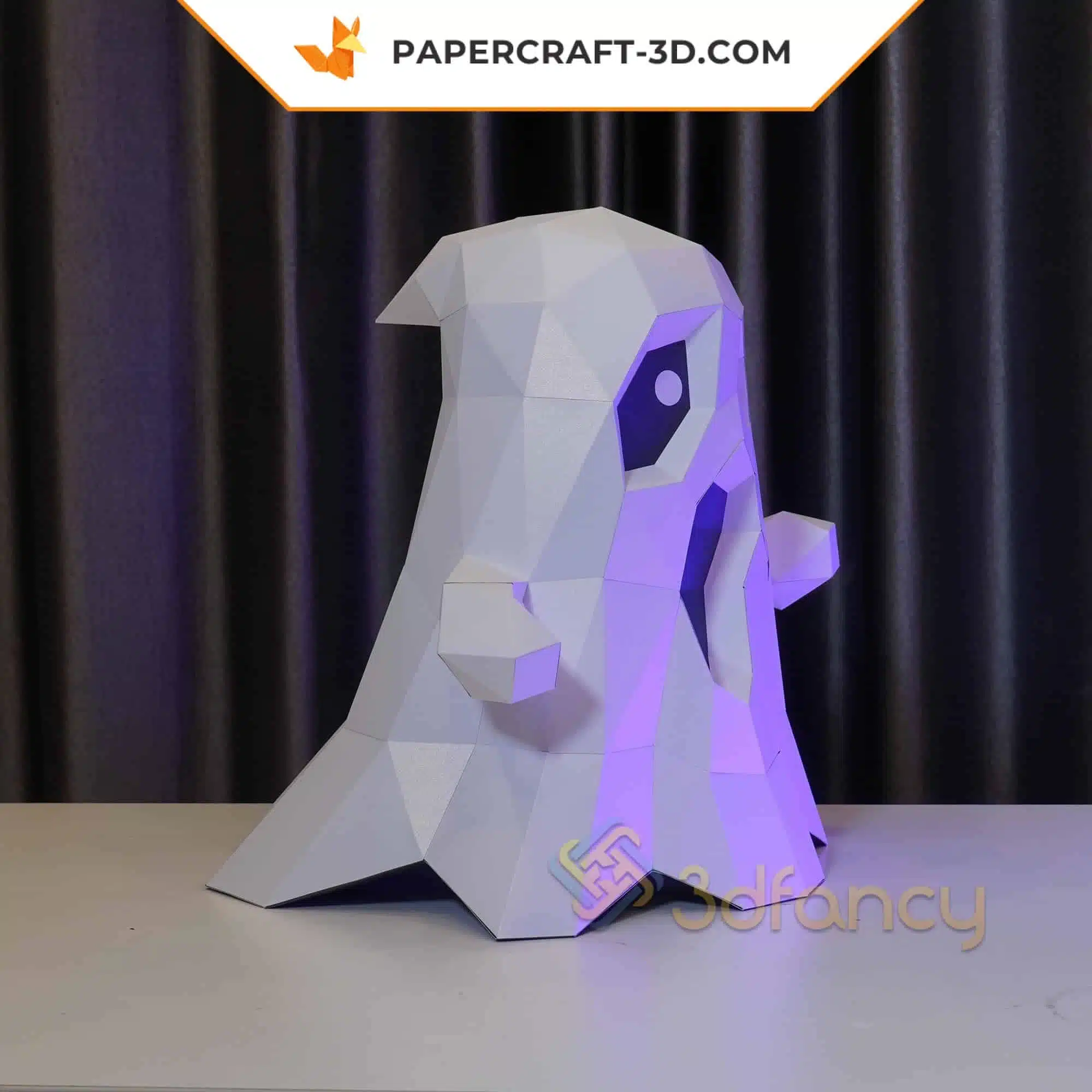 Papercraft fantôme Halloween en origami papier 3D, weergave 4