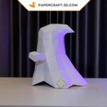 Papercraft fantasma de Halloween em origami 3D