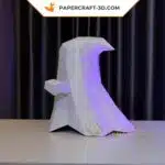 Papercraft fantôme Halloween en origami papier 3D, weergave 5