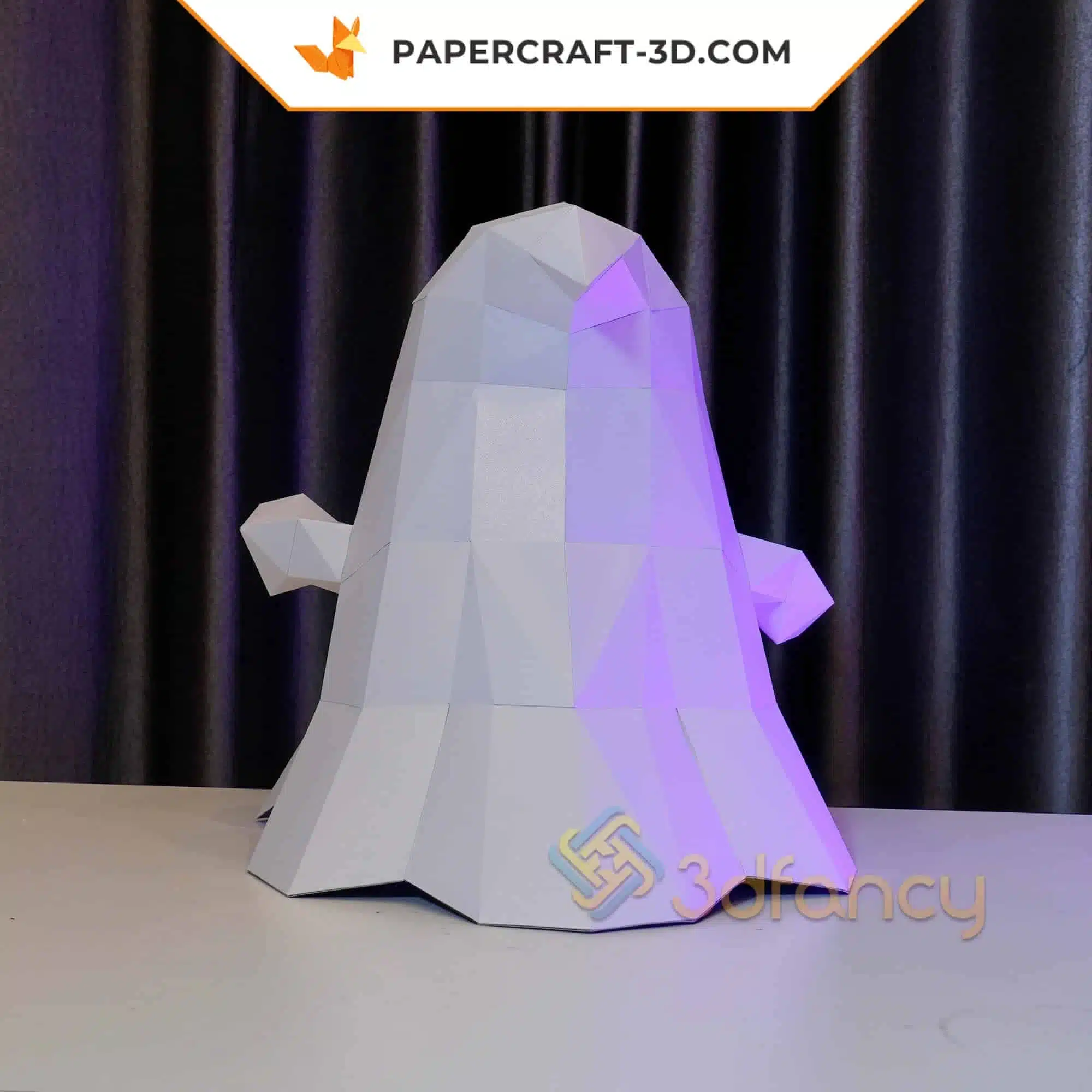 Papercraft fantôme Halloween en origami papier 3D, weergave 7