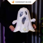 Papercraft fantasma de Halloween em origami 3D