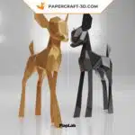 Papercraft di cerbiatto tenero in origami 3D, vista 3