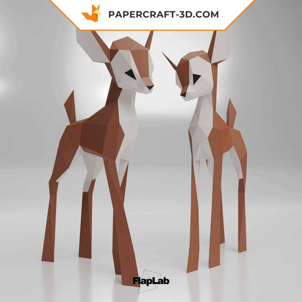 Papercraft de faon mignon en origami 3D