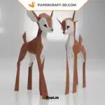 Papercraft di cerbiatto tenero in origami 3D, vista 4