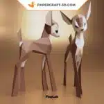 Papercraft di cerbiatto tenero in origami 3D, vista 5