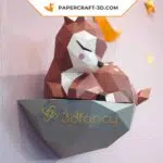 Papercraft cerbiatto su roccia in origami, vista 5