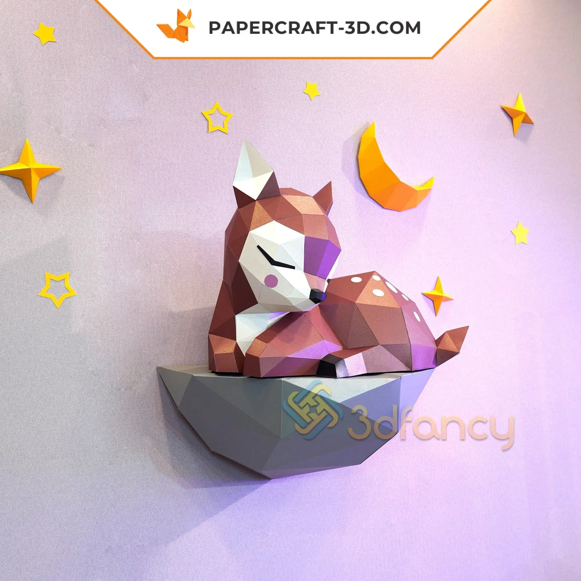 Papercraft bull head in 3D origami