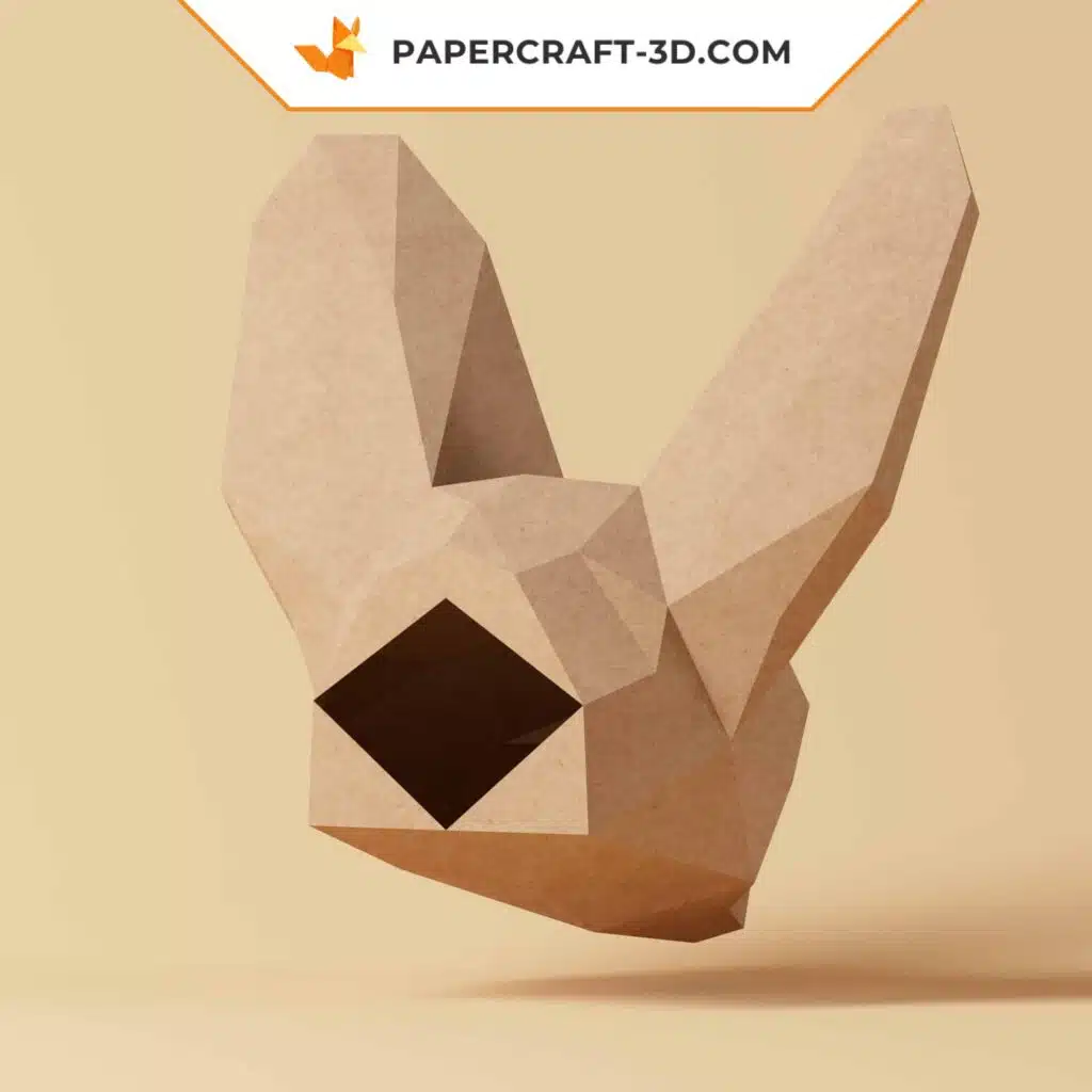 Papercraft Fennec en origami de papier 3D, weergave 3