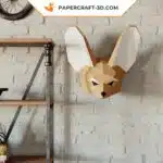 Papercraft Fennec en origami de papier 3D, weergave 4