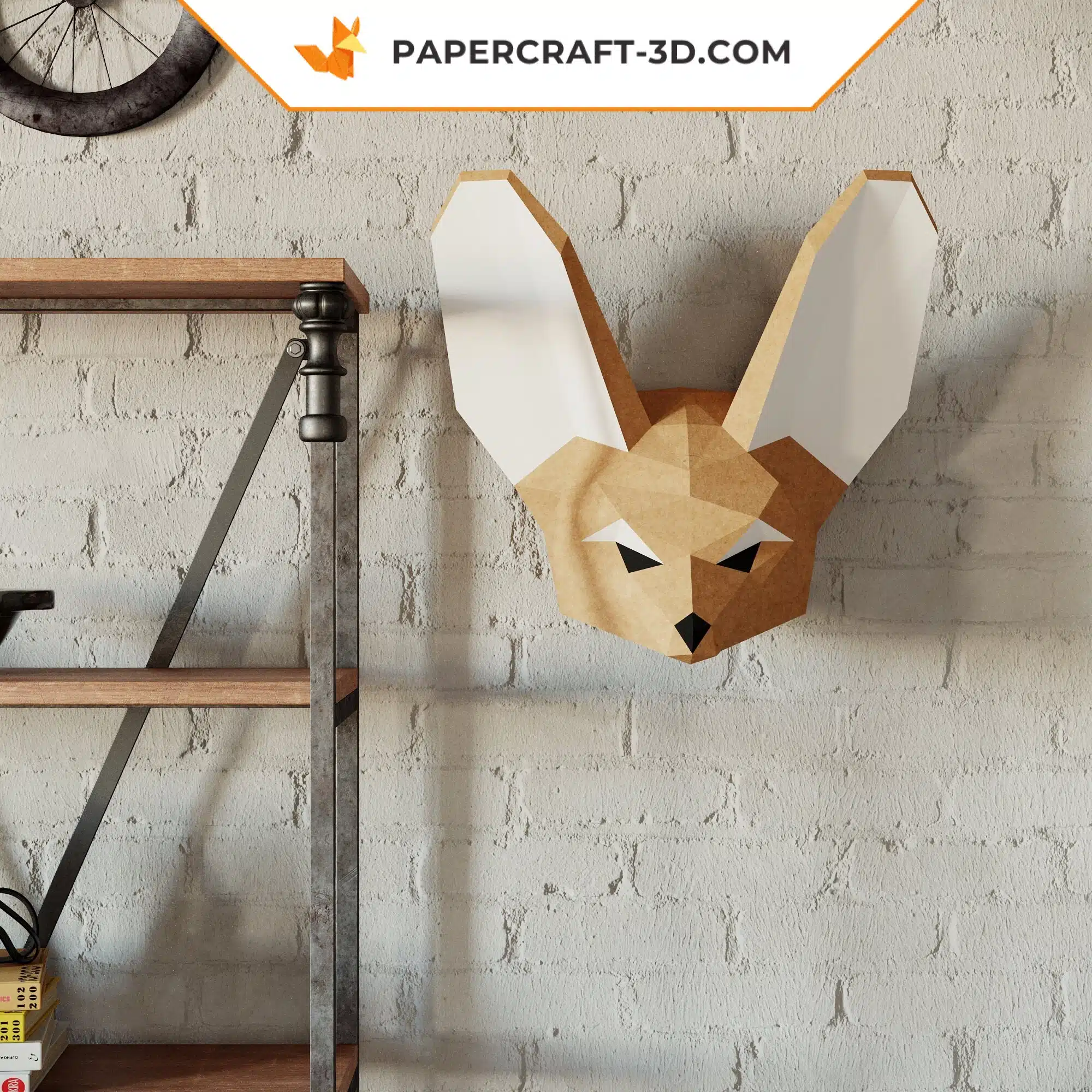 Papercraft Fennec en origami de papier 3D, weergave 4