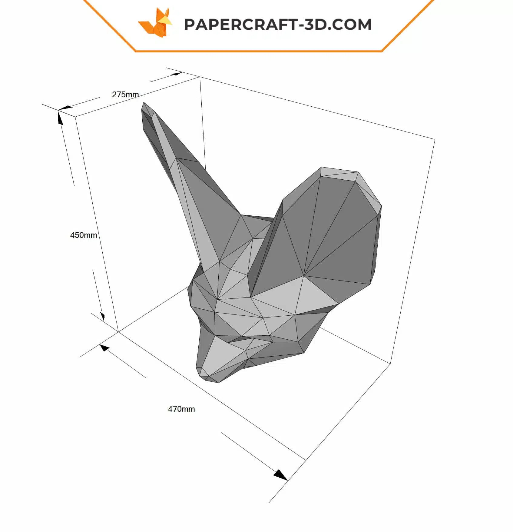 Papercraft Fennec en origami de papier 3D, weergave 8