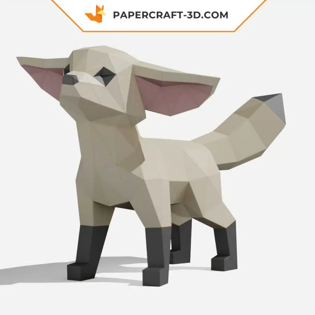 Papercraft di fennec in piedi in origami