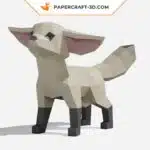 Papercraft di fennec in piedi in origami