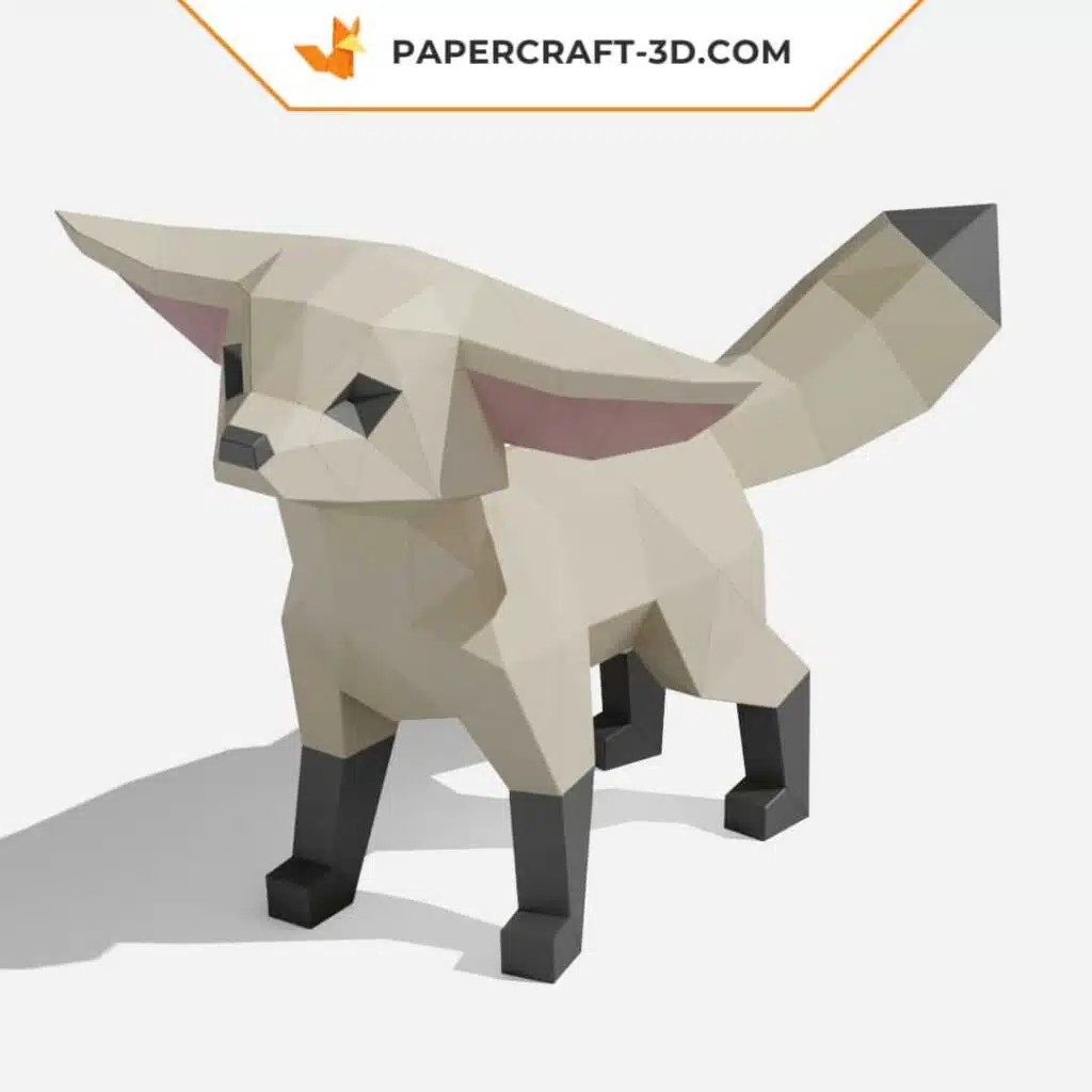 Stehender Fennek als Origami-Papercraft