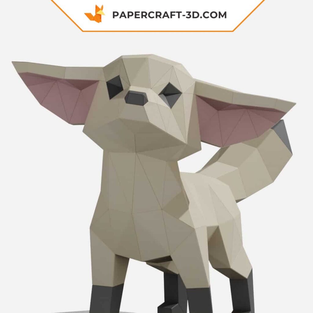 Papercraft de fennec em origami