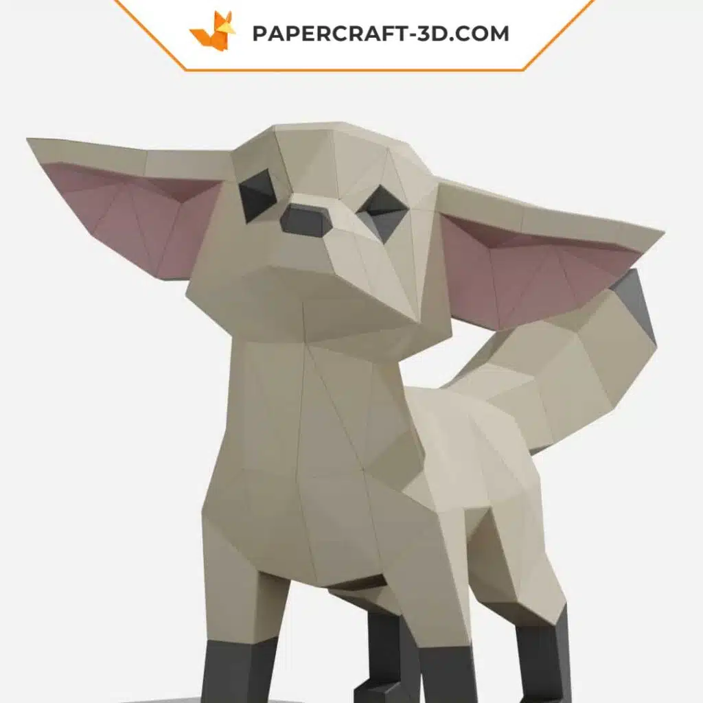 Papercraft di fennec in piedi in origami