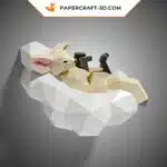 Papercraft de fennec sur nuage en origami 3D
