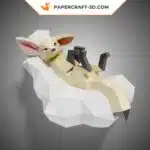 Papercraft de fennec sur nuage en origami 3D
