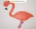 Papercraft di fenicottero rosa intero da parete in origami 3D