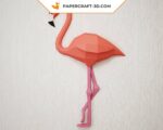 Papercraft de flamant rose entier mural en origami 3D