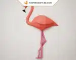 Papercraft di fenicottero rosa intero da parete in origami 3D