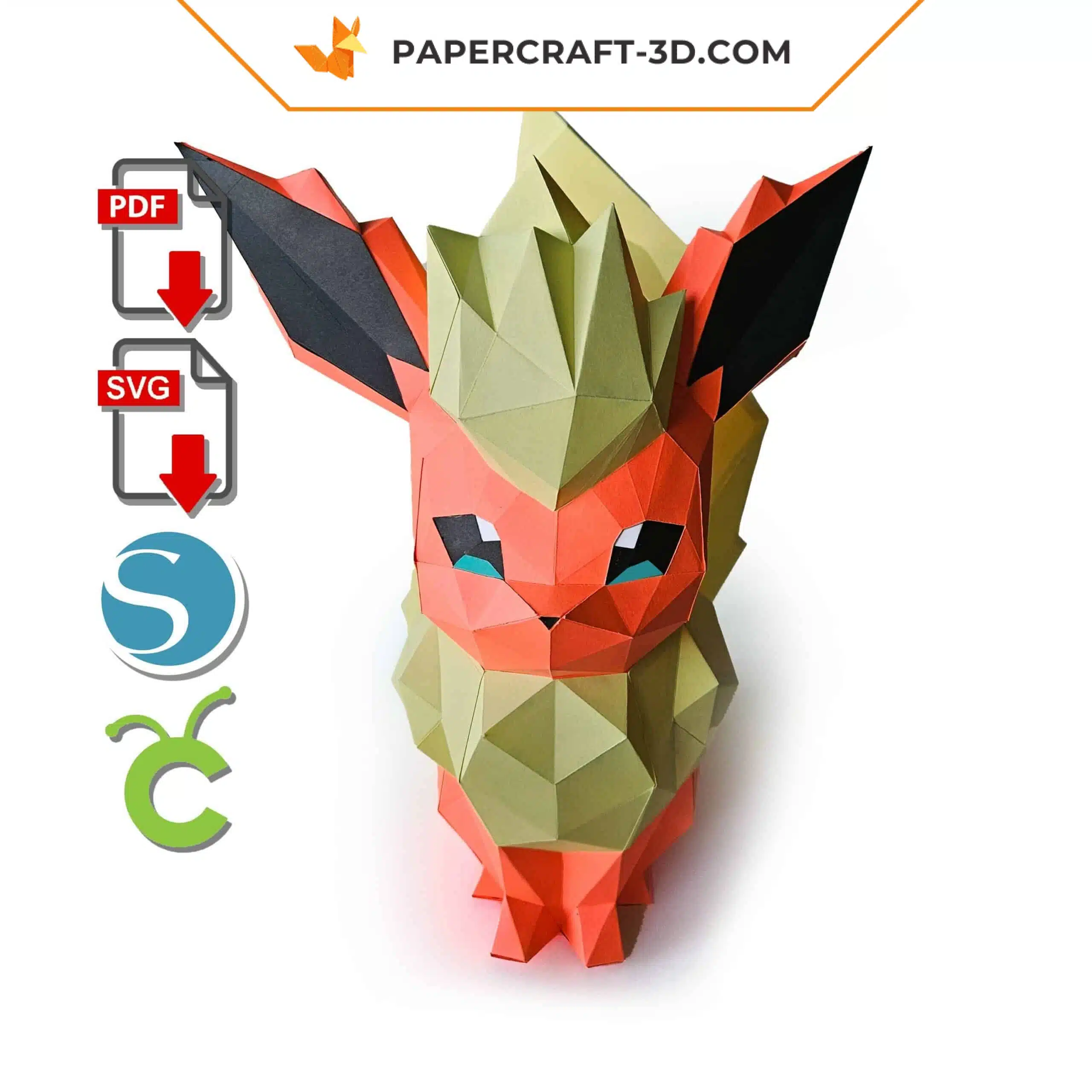 Papercraft Flamara Pokémon im 3D-Origami Papercraft Flamara Pokémon im 3D-Origami
