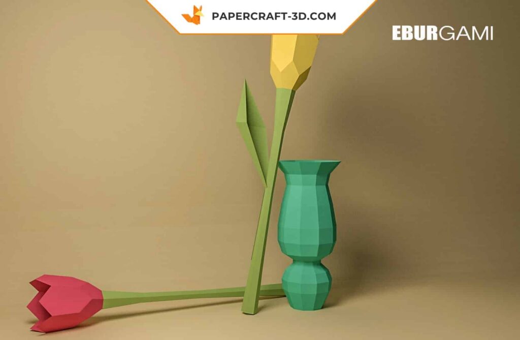 Papercraft de tulipe en origami 3D