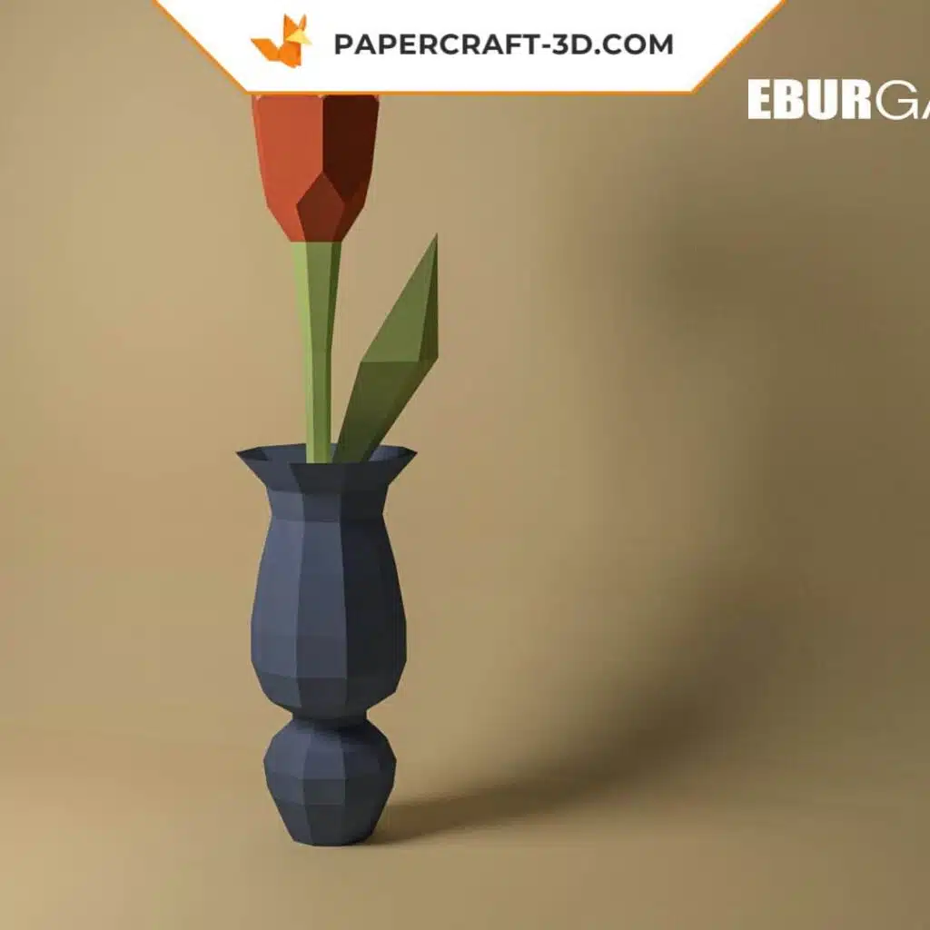 3D Origami Paper Tulip Papercraft