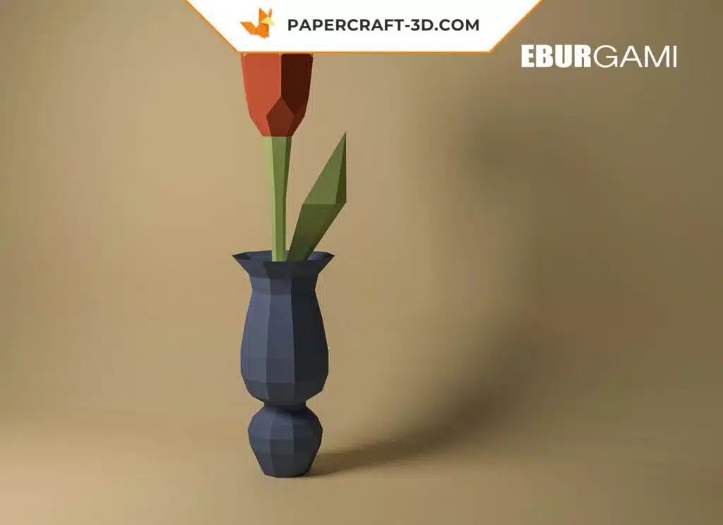 Papercraft fleur tulipe en origami papier 3D à construire soi-même