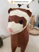 Papercraft de hurón en origami 3D, detalle