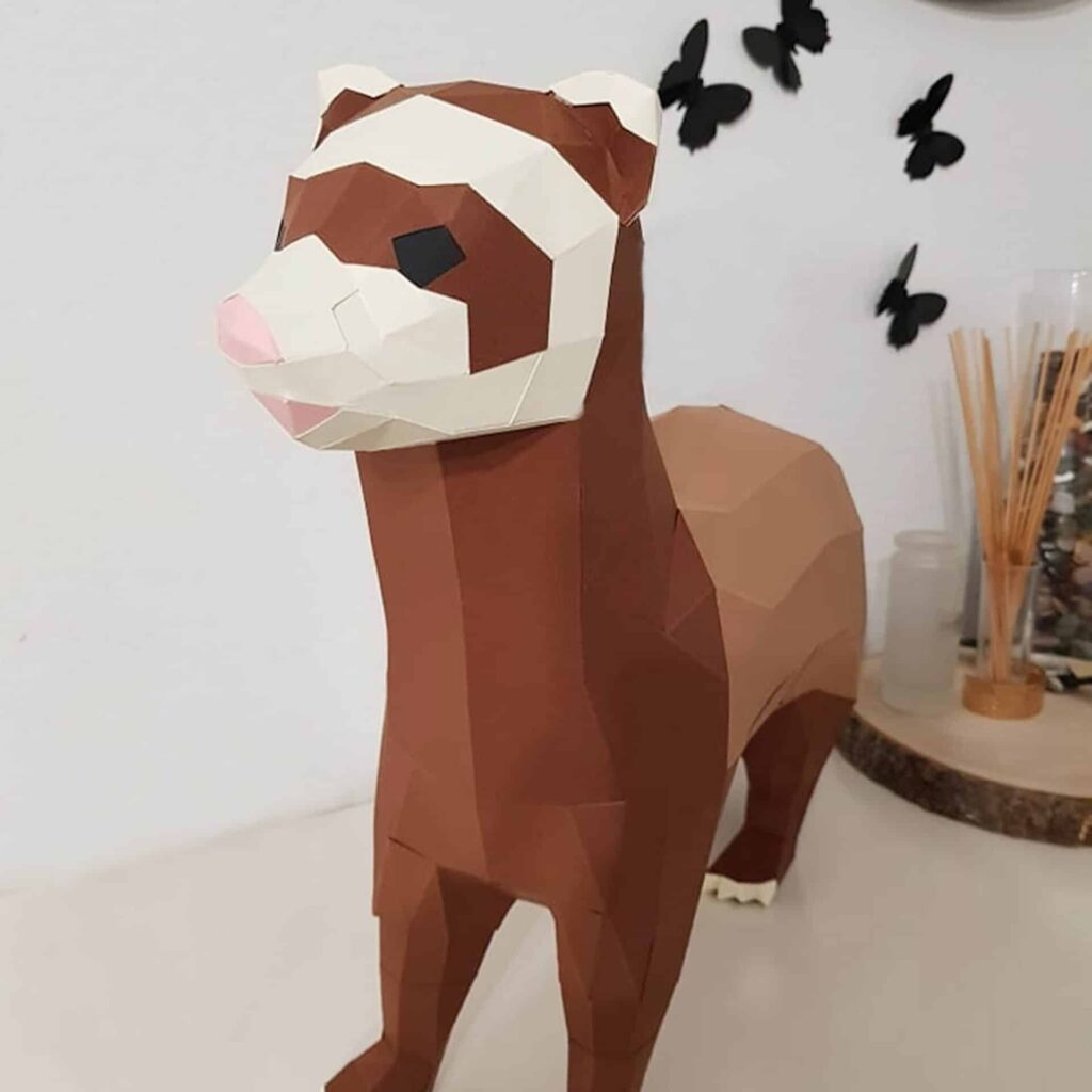 Papercraft chien carlin mignon en origami 3D