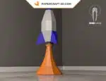 Papercraft de foguete em origami 3D, vista 3