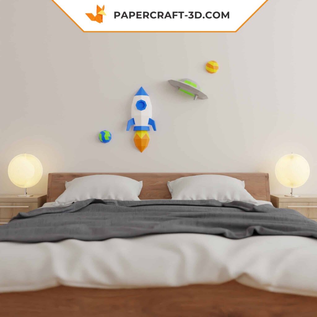 Papercraft cohete y platillo volante en origami