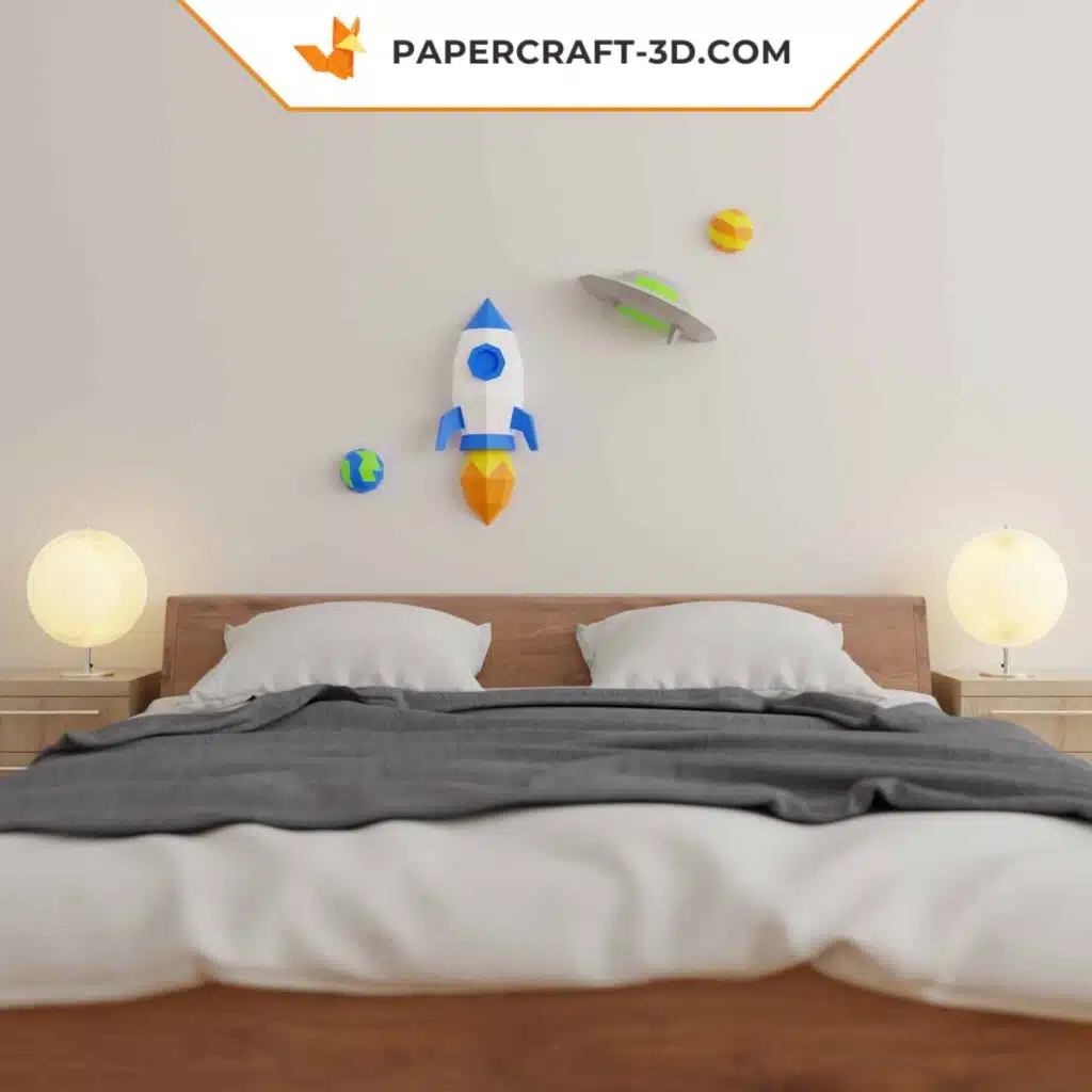 Papercraft cohete y platillo volante en origami