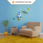 Papercraft de foguete e disco voador em origami 3D