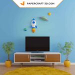 Papercraft de foguete e disco voador em origami 3D