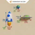 Papercraft cohete y platillo volante en origami