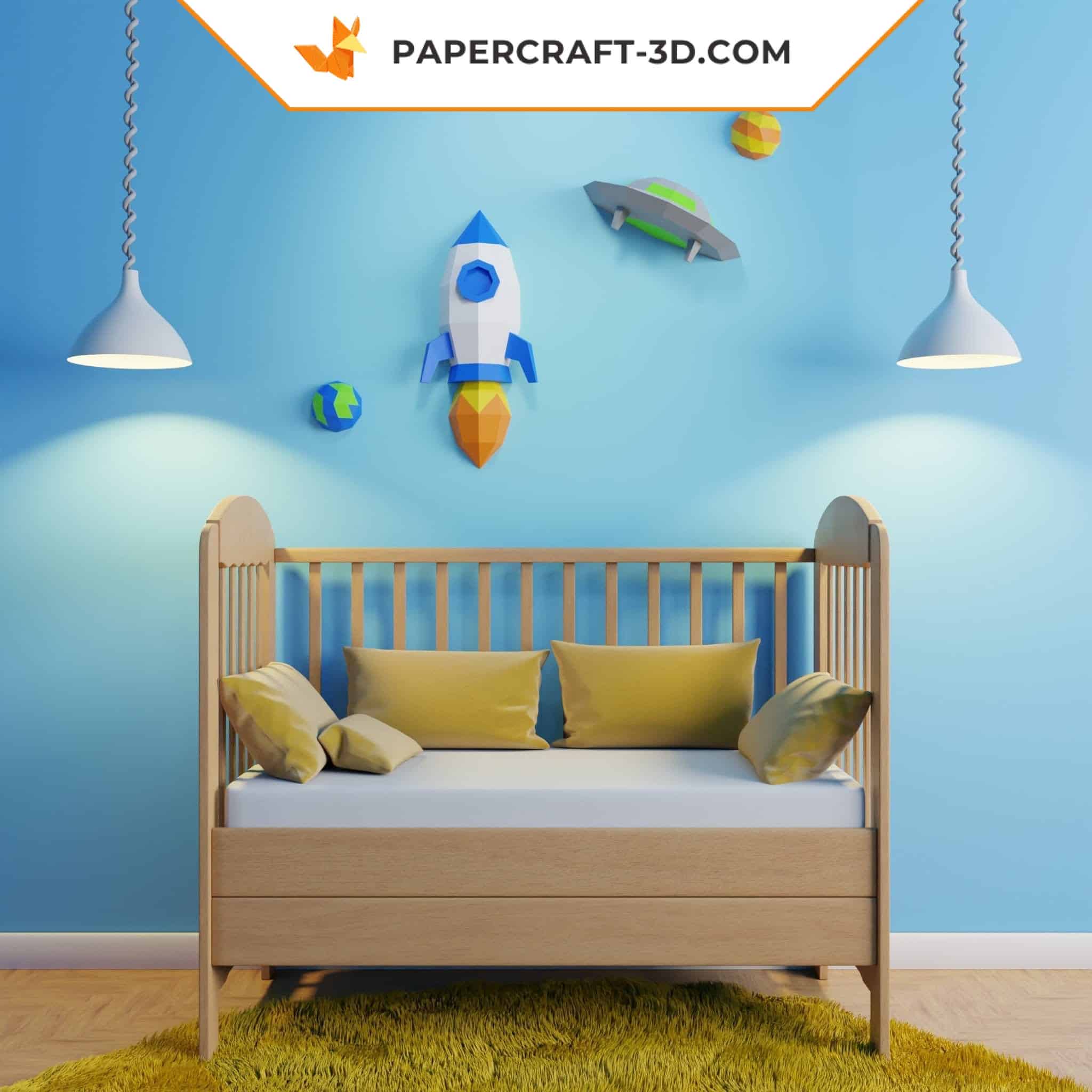 Papercraft fusée et soucoupe en origami