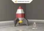 Papercraft de foguete espacial em origami 3D, vista 3