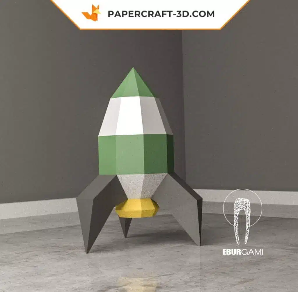 3D-Origami-Papercraft Raumrakete