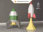 Papercraft de foguete espacial em origami 3D, vista 5