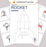 Papercraft von Weltraumrakete in 3D-Origami