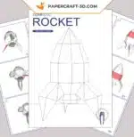 Papercraft de foguete espacial em origami 3D, vista 7
